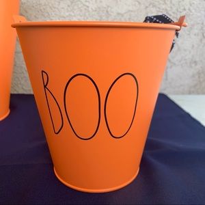 NEW 2022 Orange Rae Dunn Halloween Metal Pail Bucket BOO